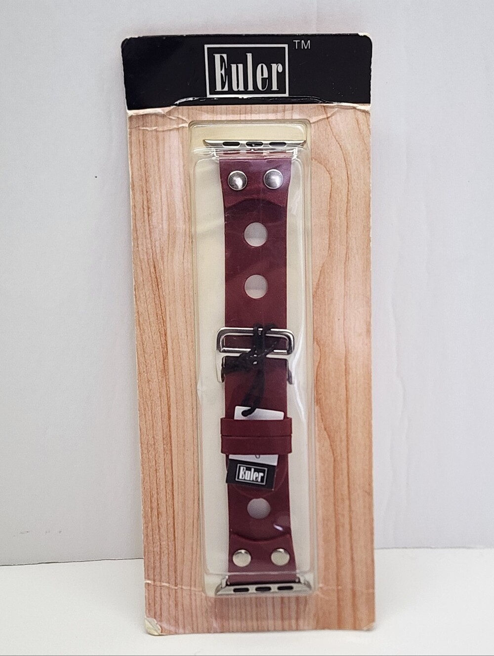 Euler Maroon calfskin leather watch strap for Apple Watch